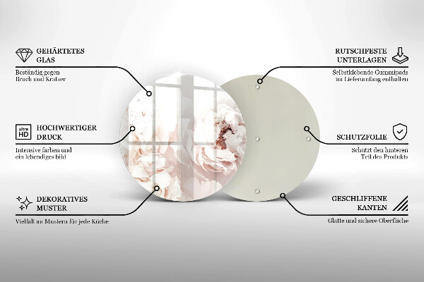 Glas Ceranfeldabdeckung Spritzschutz Pastellfarbene Pfingstrosen