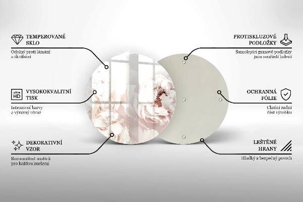 Glas Ceranfeldabdeckung Spritzschutz Pastellfarbene Pfingstrosen