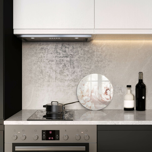 Glas Ceranfeldabdeckung Spritzschutz Pastellfarbene Pfingstrosen