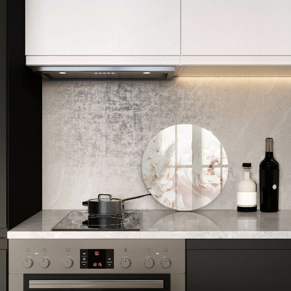 Glas Ceranfeldabdeckung Spritzschutz Pastellfarbene Pfingstrosen