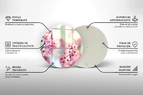 Glas Ceranfeldabdeckung Frühlingsrosa Blumen