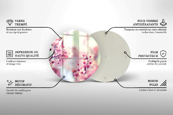Glas Ceranfeldabdeckung Frühlingsrosa Blumen