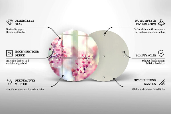 Glas Ceranfeldabdeckung Frühlingsrosa Blumen