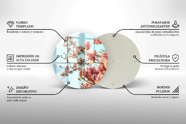 Glas Herdabdeckplatte Rosa Blumenbaum