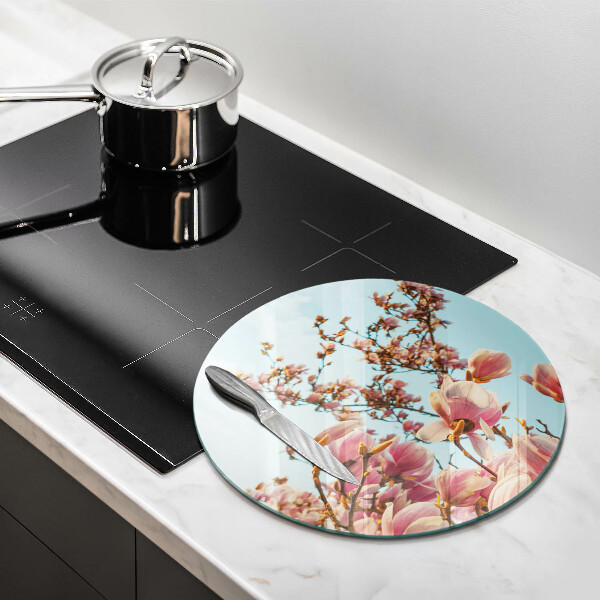 Glas Herdabdeckplatte Rosa Blumenbaum