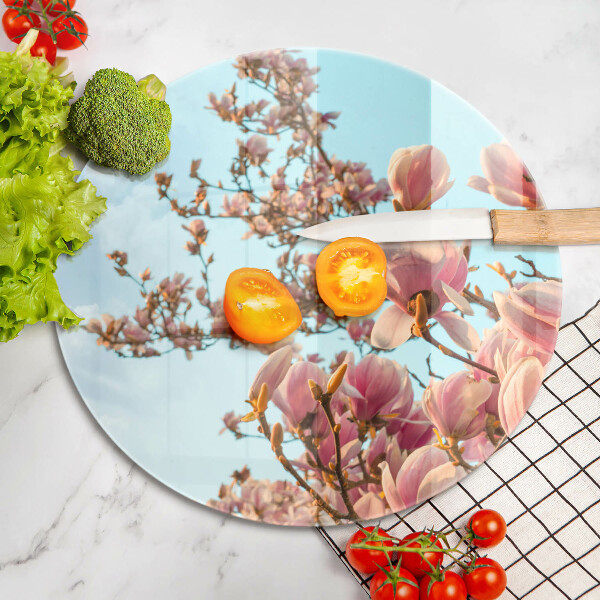 Glas Herdabdeckplatte Rosa Blumenbaum