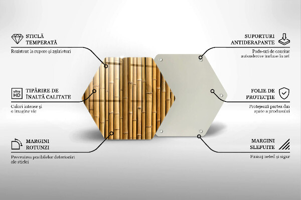 Glas Herdabdeckplatte Natur-Boho-Bambus