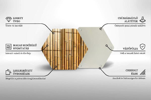 Glas Herdabdeckplatte Natur-Boho-Bambus
