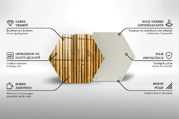Glas Herdabdeckplatte Natur-Boho-Bambus