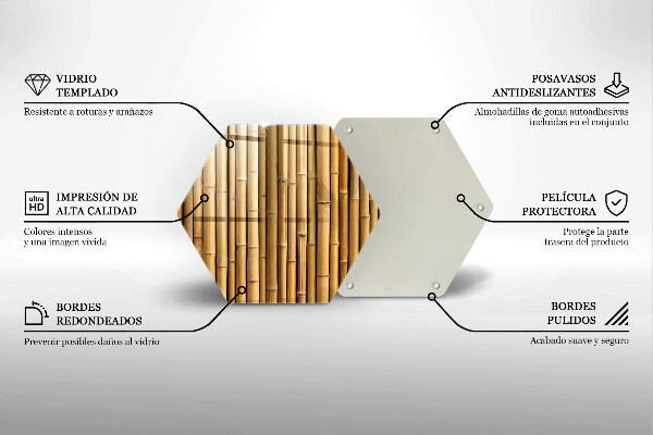 Glas Herdabdeckplatte Natur-Boho-Bambus