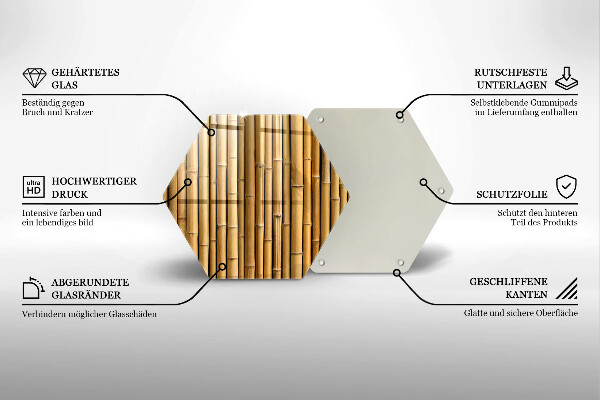 Glas Herdabdeckplatte Natur-Boho-Bambus