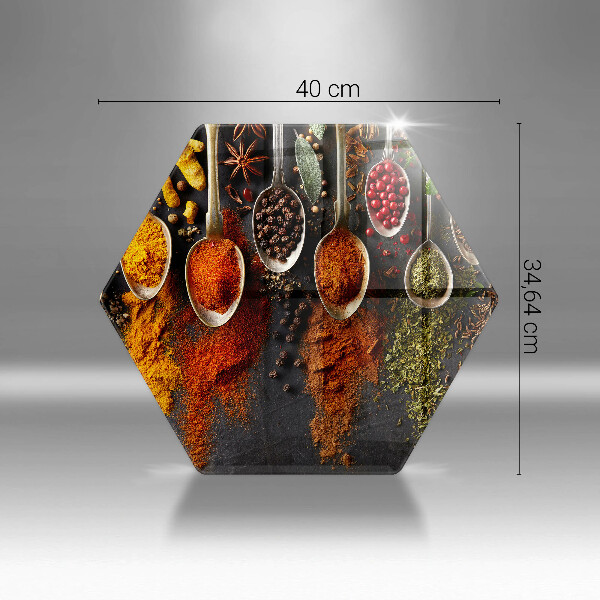 Glas Herdabdeckplatte Löffel mit Gewürzen