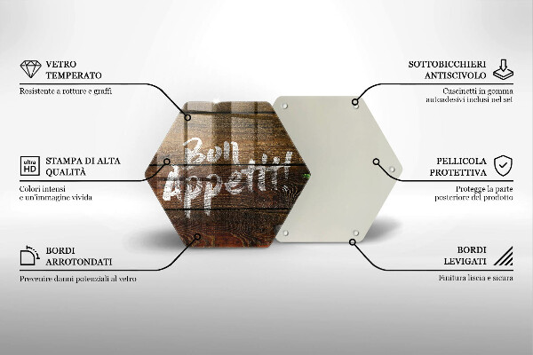 Glas Herdabdeckplatte Bon-Appetit-Inschriftentafeln