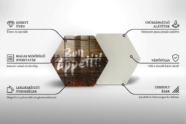 Glas Herdabdeckplatte Bon-Appetit-Inschriftentafeln