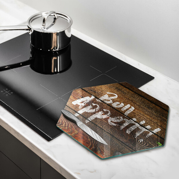 Glas Herdabdeckplatte Bon-Appetit-Inschriftentafeln