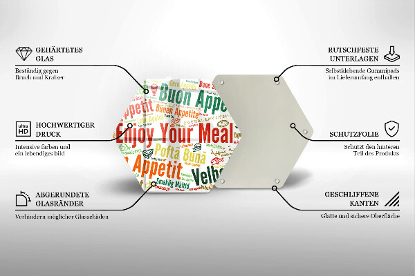 Glas Herdabdeckplatte Untertitel Guten Appetit Sprachen