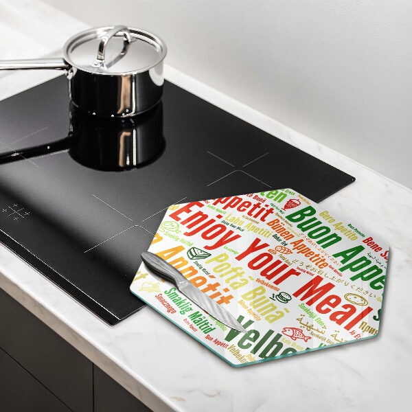 Glas Herdabdeckplatte Untertitel Guten Appetit Sprachen