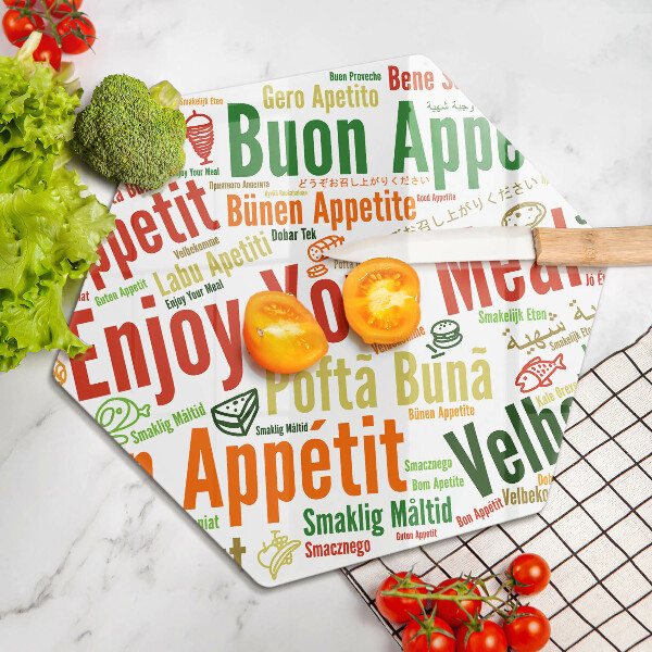 Glas Herdabdeckplatte Untertitel Guten Appetit Sprachen