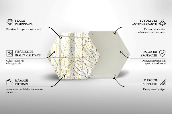 Glas Herdabdeckplatte Line-Art-Blättermuster