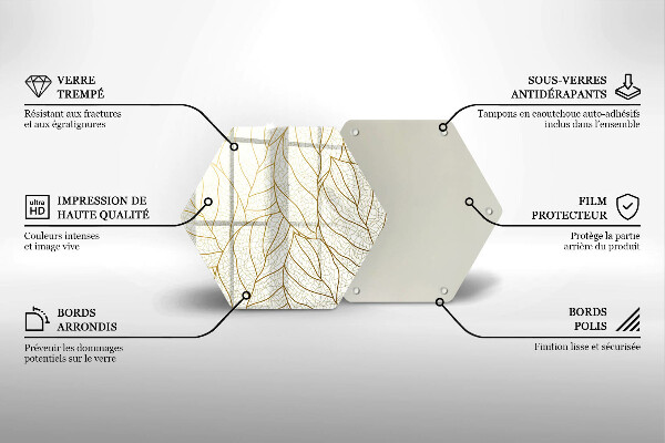 Glas Herdabdeckplatte Line-Art-Blättermuster