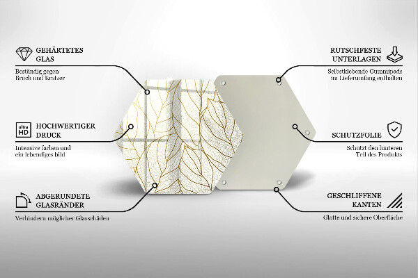 Glas Herdabdeckplatte Line-Art-Blättermuster