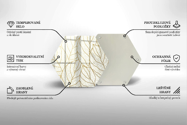 Glas Herdabdeckplatte Line-Art-Blättermuster