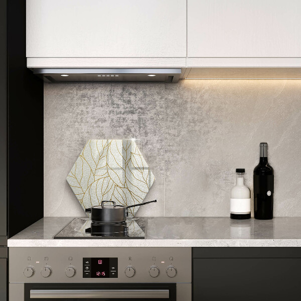 Glas Herdabdeckplatte Line-Art-Blättermuster