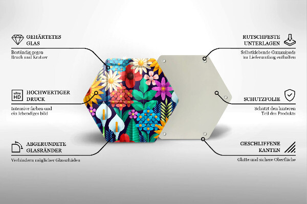 Glas Herdabdeckplatte Blumenwieseillustration