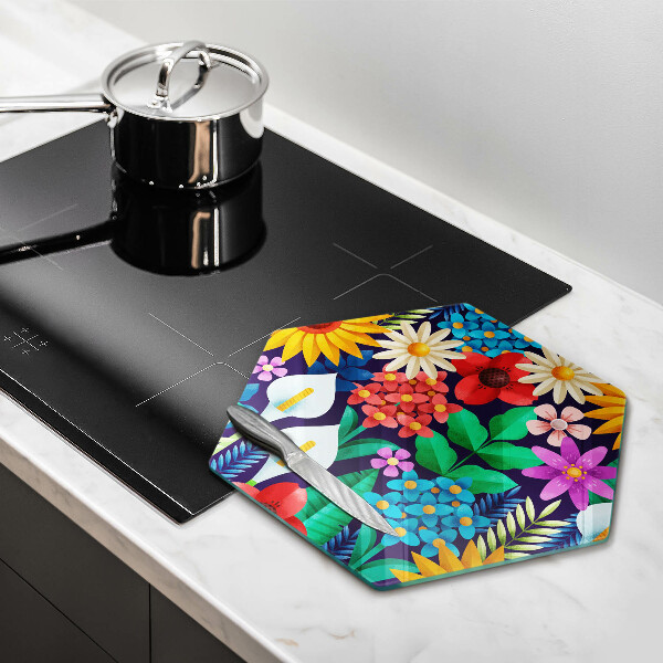 Glas Herdabdeckplatte Blumenwieseillustration