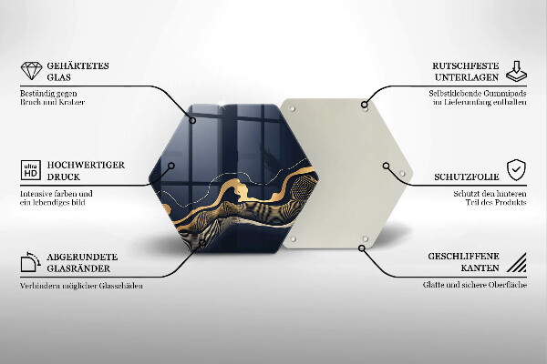 Glas Herdabdeckplatte Abstrakte goldene Linien