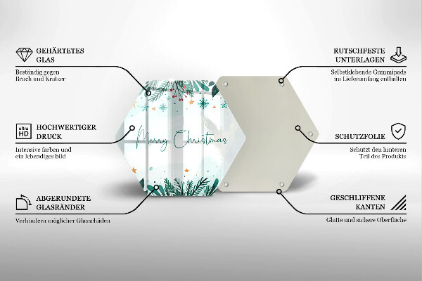 Glas Herdabdeckplatte Merry Christmas