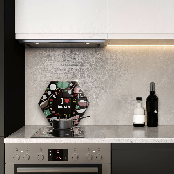 Glas Herdabdeckplatte Illustration Ich liebe Küche