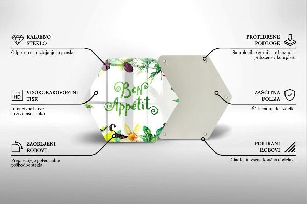 Glas Herdabdeckplatte Inschrift Bon appetit