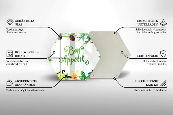 Glas Herdabdeckplatte Inschrift Bon appetit
