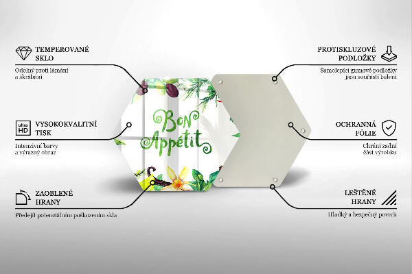 Glas Herdabdeckplatte Inschrift Bon appetit