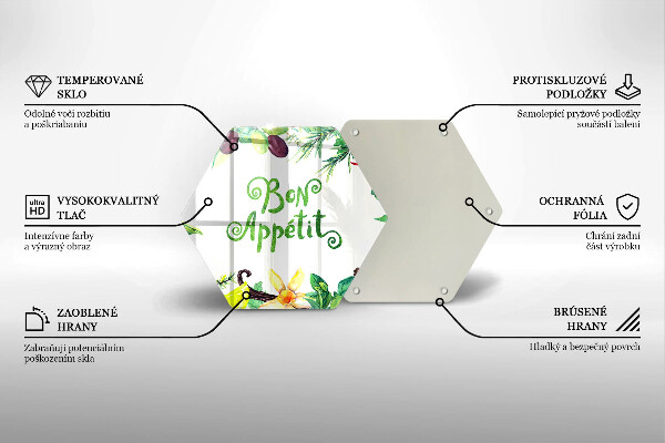 Glas Herdabdeckplatte Inschrift Bon appetit