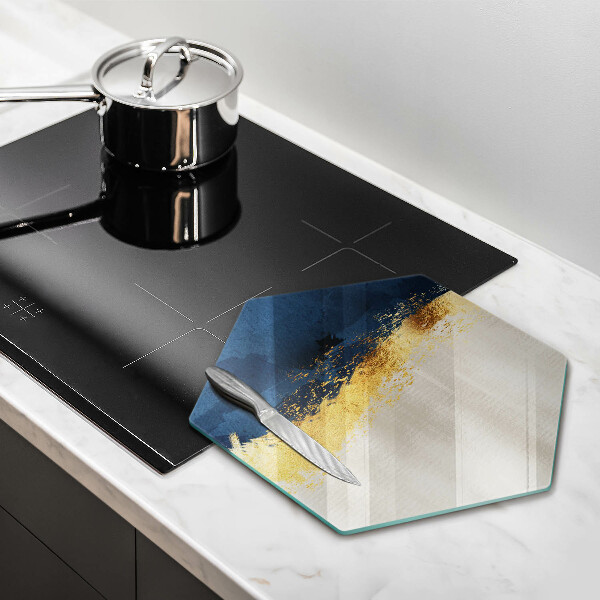 Glas Herdabdeckplatte Goldabstraktion