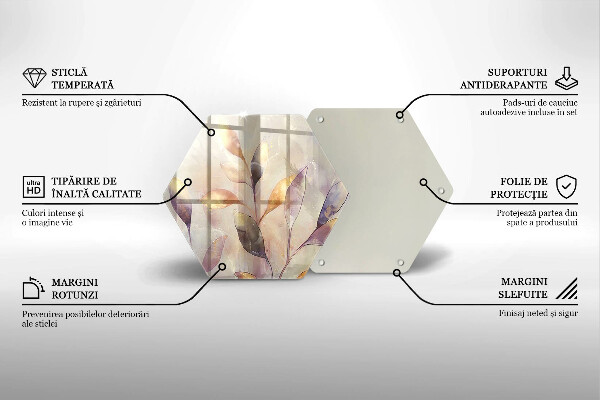 Glas Herdabdeckplatte Bemalte Boho-Blätter