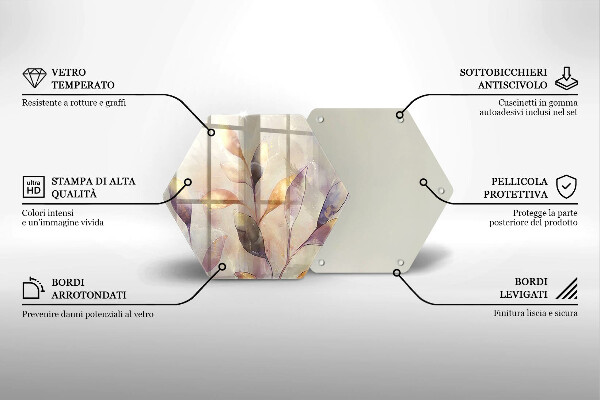 Glas Herdabdeckplatte Bemalte Boho-Blätter