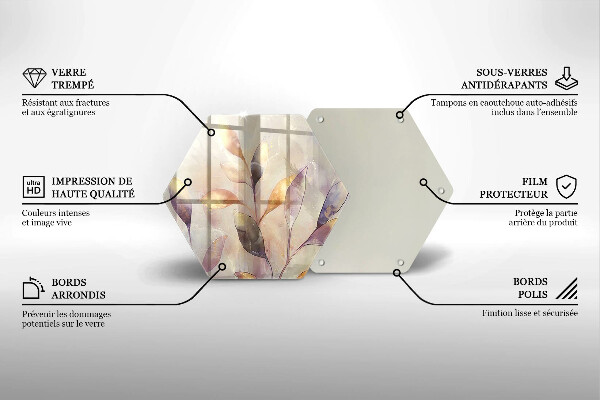 Glas Herdabdeckplatte Bemalte Boho-Blätter