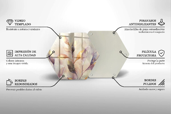 Glas Herdabdeckplatte Bemalte Boho-Blätter