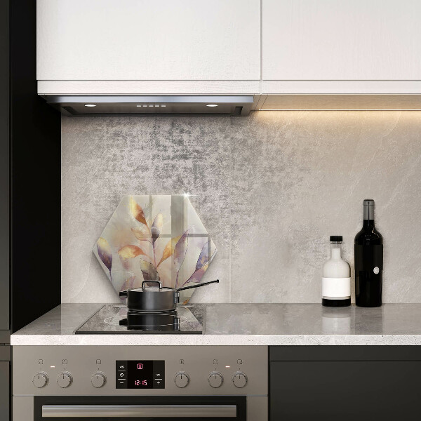 Glas Herdabdeckplatte Bemalte Boho-Blätter