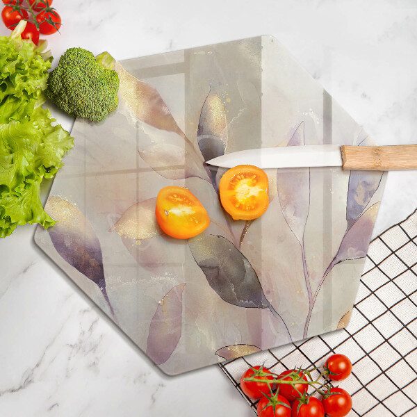 Glas Herdabdeckplatte Bemalte Boho-Blätter