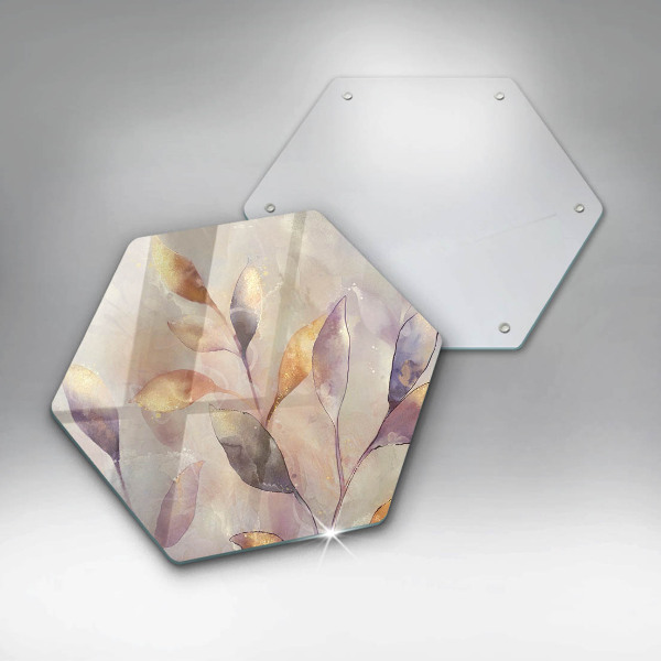 Glas Herdabdeckplatte Bemalte Boho-Blätter