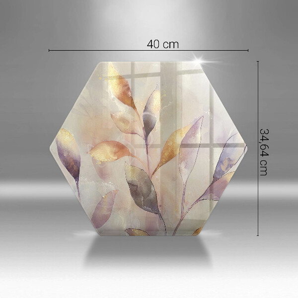 Glas Herdabdeckplatte Bemalte Boho-Blätter