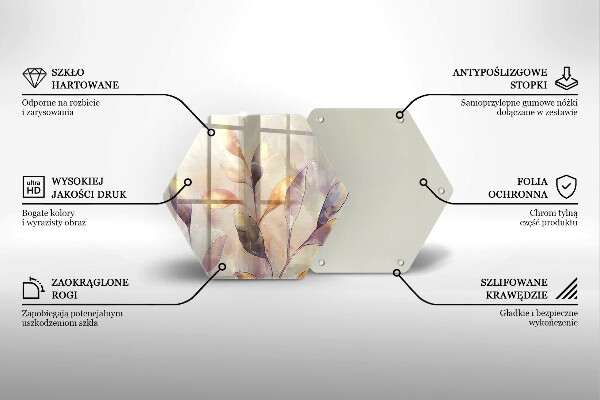 Glas Herdabdeckplatte Bemalte Boho-Blätter