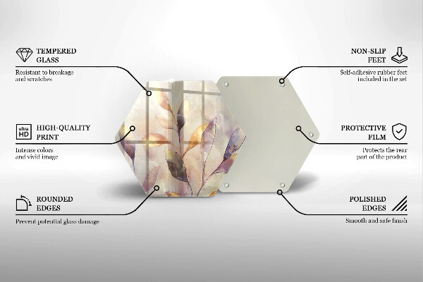 Glas Herdabdeckplatte Bemalte Boho-Blätter