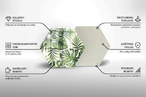 Glas Herdabdeckplatte Monstera hinterlässt Illustration