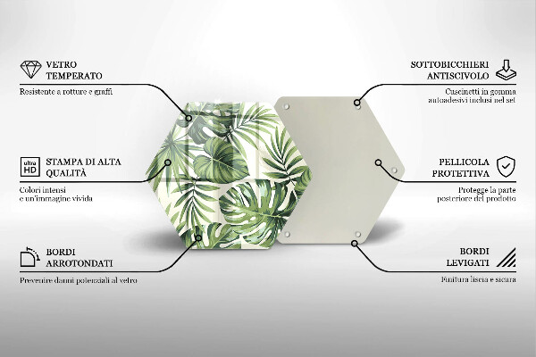 Glas Herdabdeckplatte Monstera hinterlässt Illustration