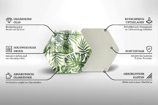 Glas Herdabdeckplatte Monstera hinterlässt Illustration